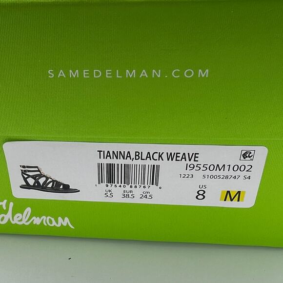 Sam Edelman Tianna Women's Gladiator Sandals Size 8 Gold Charm Black Woven Shoes - Picture 11 of 12